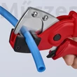 KNIPEX 90 10 185 csővágó többrétegű és pneumatikus tömlőkhöz, Ø 20 mm-ig
