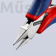 KNIPEX 77 52 115 elektronikai oldalcsípőfogó, csúcsos lapos fej, kis fazettával, 115 mm