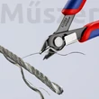 KNIPEX 78 91 125 precíziós vágófogó, szerszámacélból, kemény dróthoz, huzalszorítóval, 125 mm