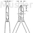 KNIPEX 79 12 125 precíziós elektronikai oldalcsípőfogó, kis fazettával, 125 mm