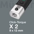 Wera Click-Torque X 2 9x12-es cserélhető fejes nyomatékkulcs irányváltóval, 10...50 Nm