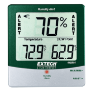 Extech 445814 Páratartalommérő és hőmérsékletmérő kijelző külső szondával riasztási funkcióval