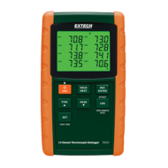 Extech TM500	Hőmérsékletmérő műszer, 12CH, J, K, E, T, R és S típusú
