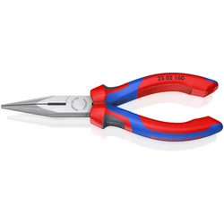 KNIPEX 25 02 160 Fél-kerek csőrű fogó vágóéllel (rádiófogó), krómozott, 160 mm