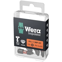 Wera 851/1 IMP DC PH DIY Impaktor PH Bit, impaktor bit fej, kereszthornyos (PH), PH 2 x 25 mm, 10 db
