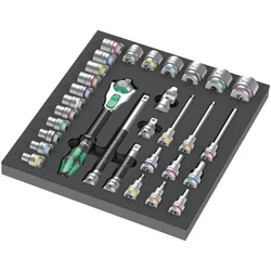 Wera 9722 Foam Insert 8000 C Zyklop Speed Ratchet Set, 1/2", racsni szerszámkészlet habtálcán, metrikus, 31 db