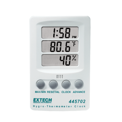Extech 445702 Páratartalommérő, hőmérsékletmérő és óra