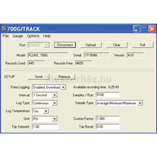 Fluke 700G/TRACK szoftver