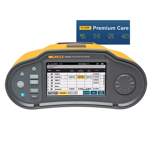 Fluke 1673FC SCH/FPC univerzális érintésvédelmi műszer és Fluke Premium Care