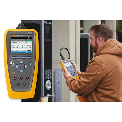 Fluke FEV350/TY2 elektromos autó töltőpont analizátor műszer és Type 2 töltő adapter