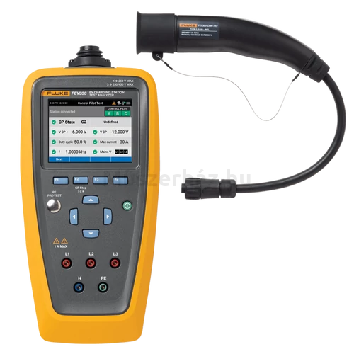 Fluke FEV350/TY2 elektromos autó töltőpont analizátor műszer és Type 2 töltő adapter