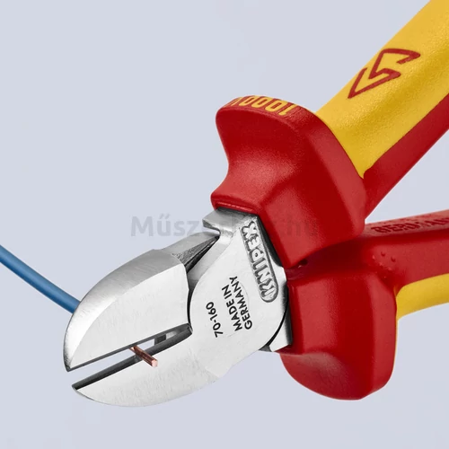KNIPEX 70 06 160 T VDE szigetelt oldalcsípőfogó, rögzítőszemmel, 160 mm