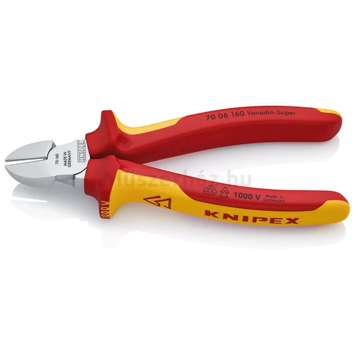KNIPEX 70 06 160 T VDE szigetelt oldalcsípőfogó, rögzítőszemmel, 160 mm