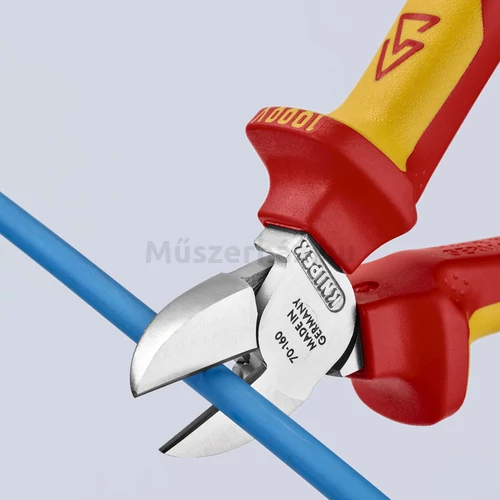 KNIPEX 70 06 160 T VDE szigetelt oldalcsípőfogó, rögzítőszemmel, 160 mm