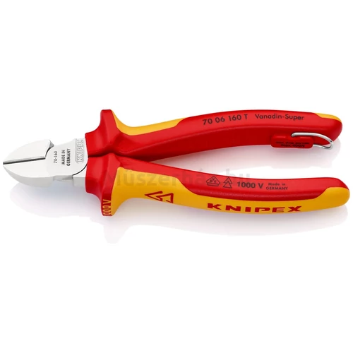 KNIPEX 70 06 160 T VDE szigetelt oldalcsípőfogó, rögzítőszemmel, 160 mm