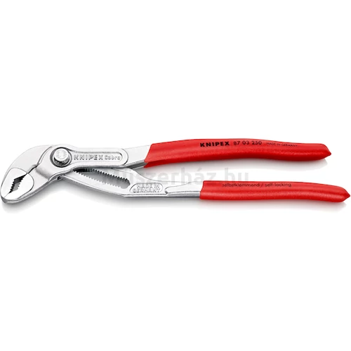 KNIPEX 87 03 250 Cobra Hightech cső- és vízpumpafogó, krómozott, 0-50 mm, 250 mm