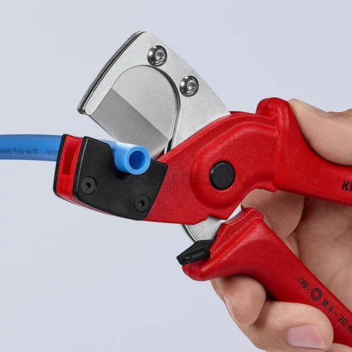 KNIPEX 90 10 185 csővágó többrétegű és pneumatikus tömlőkhöz, Ø 20 mm-ig