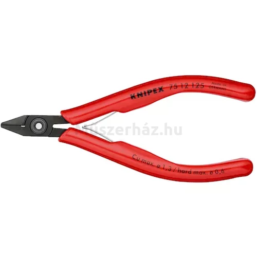 KNIPEX 75 12 125 precíziós oldacsípőfogó, szerszámacél, huzalszorítóval, 125 mm