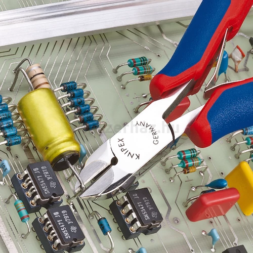 KNIPEX 77 02 120 H elektronikai oldalcsípőfogó behelyezett keményfém vágóéllel, 120 mm