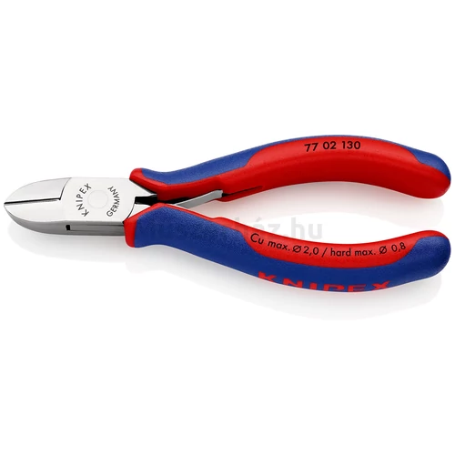 KNIPEX 77 02 130 elektronikai oldalcsípőfogó, kerek fej, kis fazettával, 130 mm