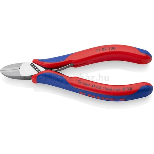 KNIPEX 77 02 130 elektronikai oldalcsípőfogó, kerek fej, kis fazettával, 130 mm