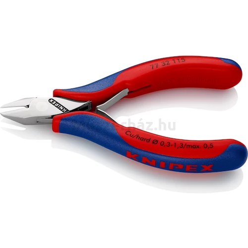KNIPEX 77 32 115 elektronikai oldalcsípőfogó, csúcsos fej, kis fazettával, 115 mm