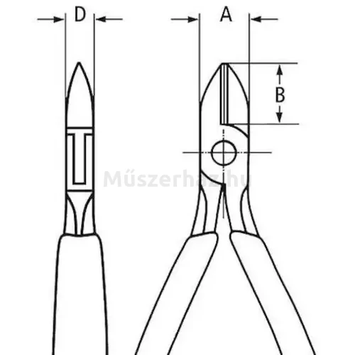 KNIPEX 77 32 115 elektronikai oldalcsípőfogó, csúcsos fej, kis fazettával, 115 mm