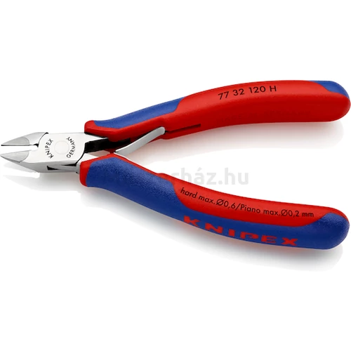 KNIPEX 77 32 120 H elektronikai oldalcsípőfogó behelyezett keményfém vágóéllel, 120 mm