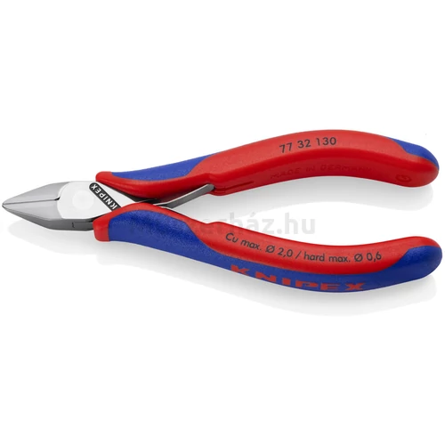 KNIPEX 77 32 130 elektronikai oldalcsípőfogó, csúcsos fej, kis fazettával, 130 mm