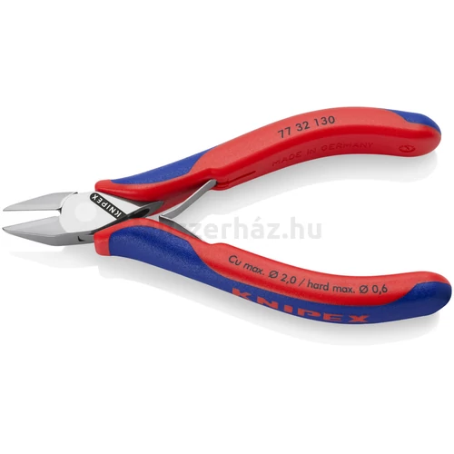KNIPEX 77 32 130 elektronikai oldalcsípőfogó, csúcsos fej, kis fazettával, 130 mm
