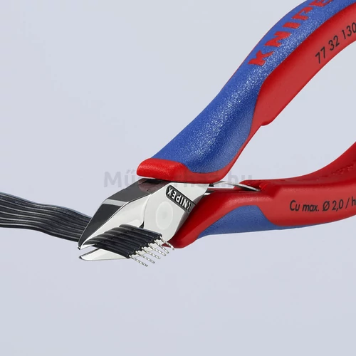 KNIPEX 77 32 130 elektronikai oldalcsípőfogó, csúcsos fej, kis fazettával, 130 mm