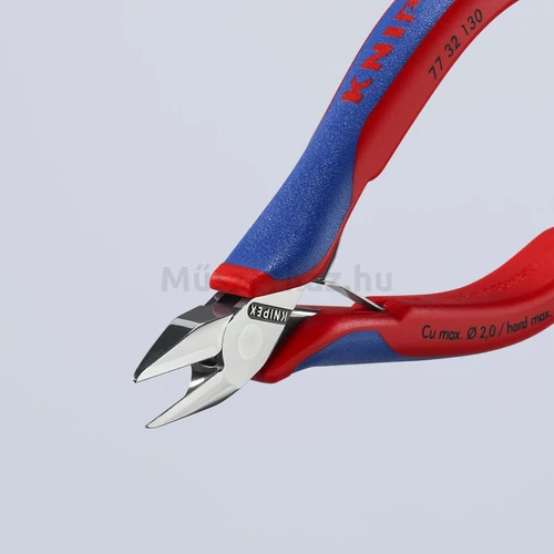 KNIPEX 77 32 130 elektronikai oldalcsípőfogó, csúcsos fej, kis fazettával, 130 mm