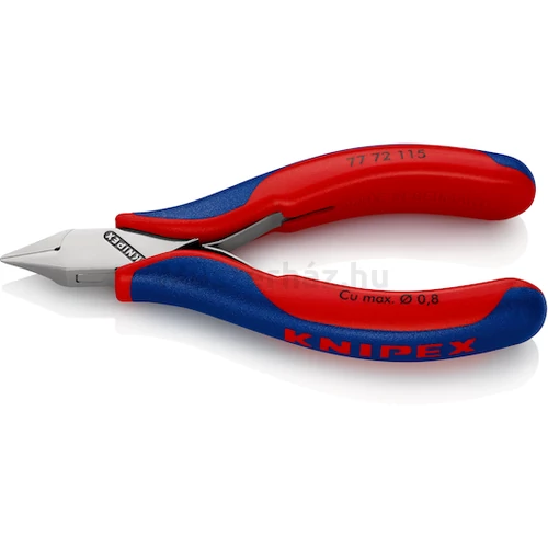 KNIPEX 77 72 115 elektronikai oldalcsípőfogó, csúcsos mini fej, kis fazettával, 115 mm