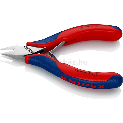 KNIPEX 77 72 115 elektronikai oldalcsípőfogó, csúcsos mini fej, kis fazettával, 115 mm