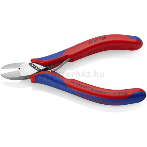 KNIPEX 77 82 130 elektronikai oldalcsípőfogó, kerek fej, fazetta nélkül, 130 mm