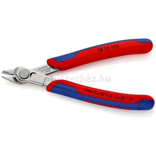 KNIPEX 78 13 125 precíziós vágófogó, rozsdamentes acél, huzalszorítóval, 125 mm