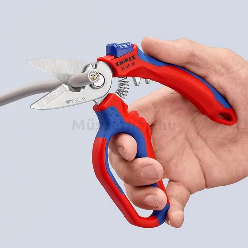 KNIPEX 95 05 20 SB villanyszerelő olló, hajlított, 160 mm