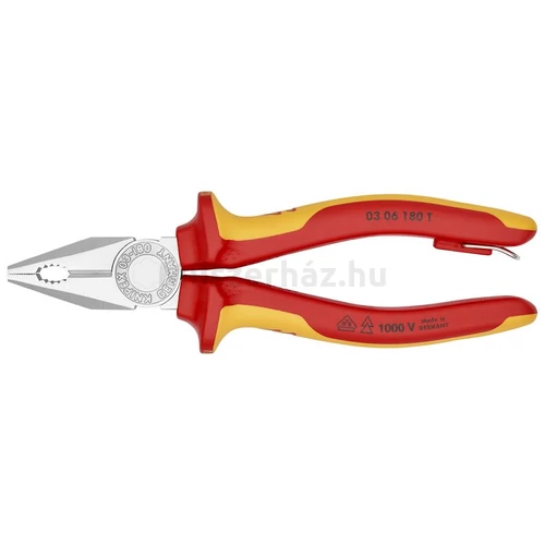 KNIPEX 03 06 180 T kombinált fogó 180 mm biztonsági tartó klipsszel