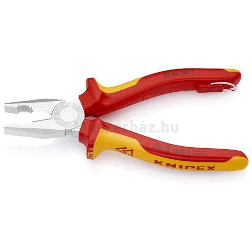 KNIPEX 03 06 180 T kombinált fogó 180 mm biztonsági tartó klipsszel