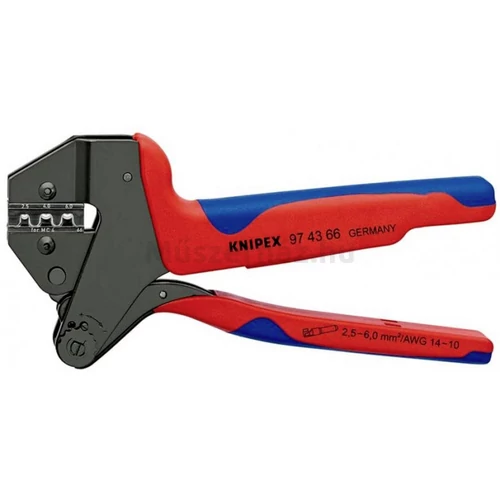 KNIPEX 97 43 66 krimpelő rendszerfogó MC4 Multi-Connect csatlakozókhoz 6 mm-ig