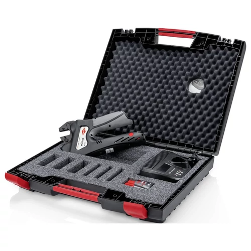 KNIPEX 97 43 E elektromechanikus krimpelő-rendszerfogó cserélhető krimp profilokhoz