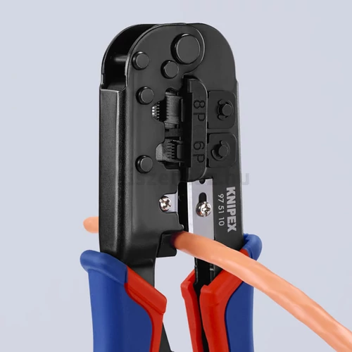 KNIPEX 97 51 10 Krimplelő fogó Western dugóhoz RJ11/12, RJ45
