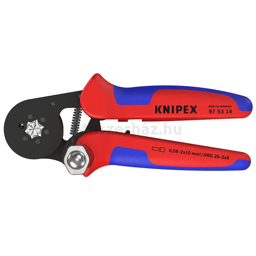 KNIPEX 97 53 14 önbeállító krimpelő fogó érvéghüvelyekhez, hatszögletű préseléssel