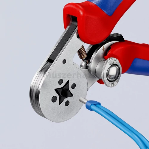 KNIPEX 97 55 04 önbeállító krimpelő fogó érvéghüvelyekhez, négyszögletű préseléssel