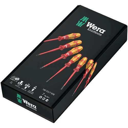 Wera Kraftform 160 iSS/7 vékonyított szárú szigetelt csavarhúzó készlet, 7 db