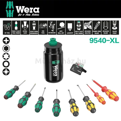 Wera 9540 Kraftform XL Bottle Set kerékpáros szerszámkészlet 17 db-os