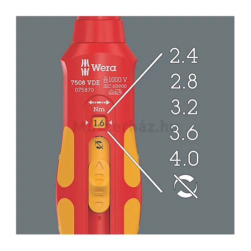 Wera 7516 VDE szigetelt Kraftform Safe-Torque Speed nyomaték csavarhúzó 2.4...4.0 Nm