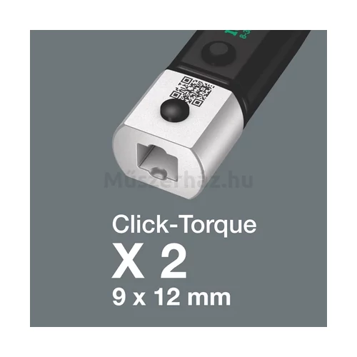 Wera Click-Torque X 2 9x12-es cserélhető fejes nyomatékkulcs irányváltóval, 10...50 Nm