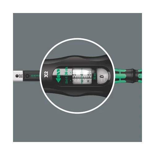 Wera Click-Torque X 2 9x12-es cserélhető fejes nyomatékkulcs irányváltóval, 10...50 Nm