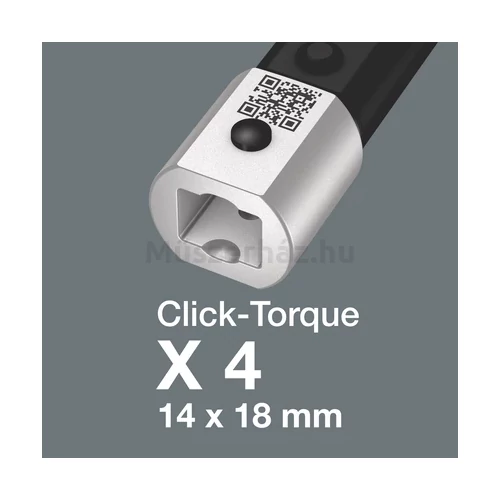 Wera Click-Torque X 4 14x18-as cserélhető fejes nyomatékkulcs irányváltóval, 40...200 Nm